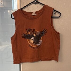 White Crow Rust Crop Top with Eagle Graphic